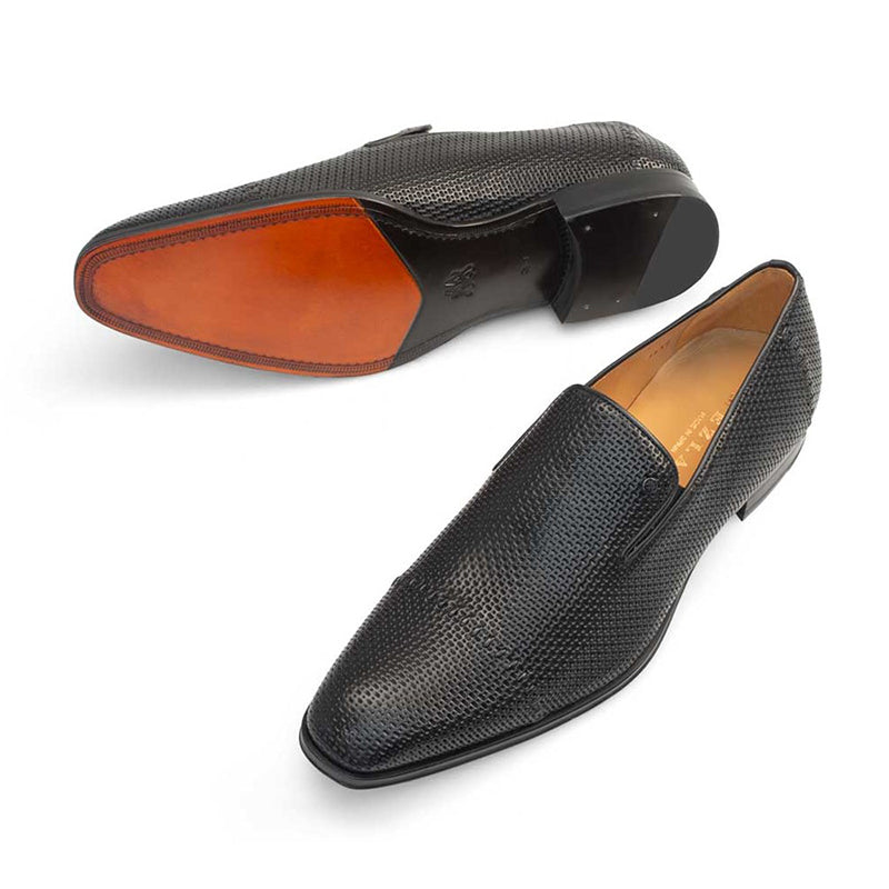 Mezlan Durbin Calfskin Slip-on Shoes Black