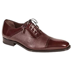 Mezlan Durham Deerskin & Calfskin Cap Toe Shoes Burgundy