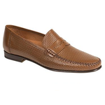 Mezlan Elcano Textured Calfskin Penny Loafers Cognac