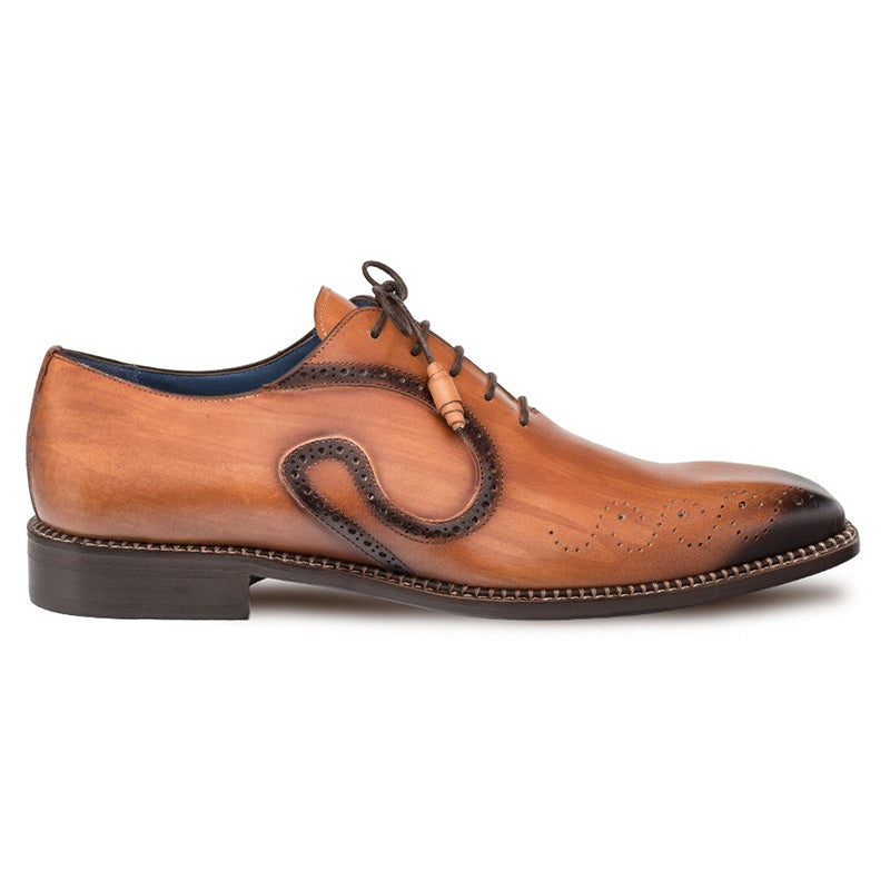 Mezlan Ellwood Calfskin Plain Toe Bal Oxford Cognac