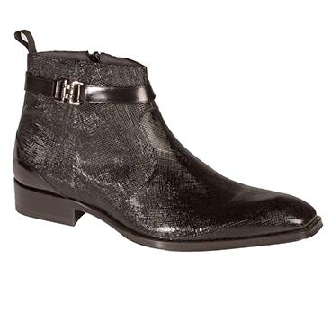 Mezlan Liverpool Embossed Calfskin Boots Black