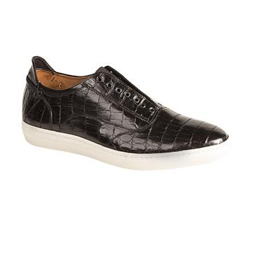 Mezlan Emmanuel Crocodile Laceless Sneakers Black