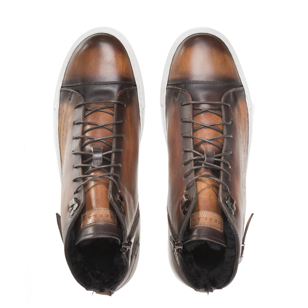 Mezlan Etched Hi-top Sneakers Cognac