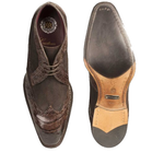 Mezlan Ethan Suede & Crocodile Wingtip Boots Brown