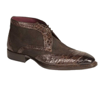 Mezlan Ethan Suede & Crocodile Wingtip Boots Brown