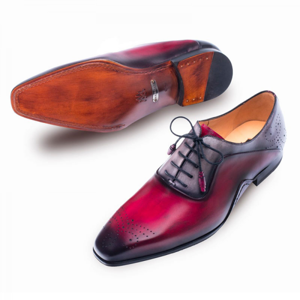 Mezlan Ferrara Oxford Shoes Burgundy / Grey