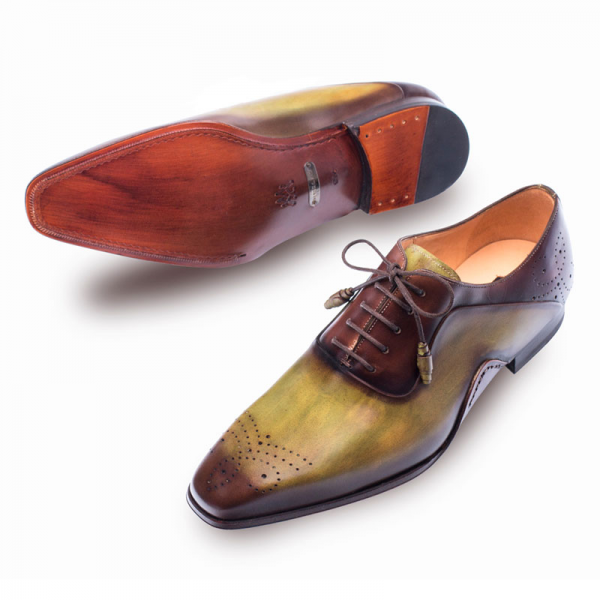 Mezlan Ferrara Oxford Shoes Olive / Dark Brown