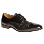 Mezlan Fini Peccary & Calfskin Cap Toe Shoes Black