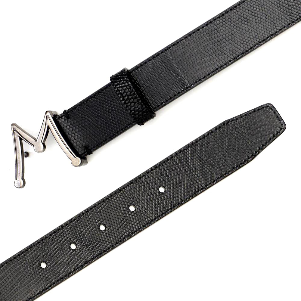 Mezlan Floating Icon Lizard Belt Black 