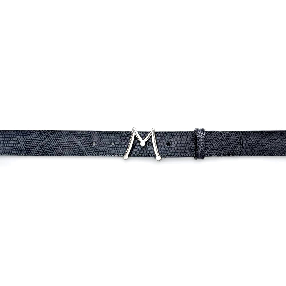 Mezlan Floating Icon Lizard Belt Black 