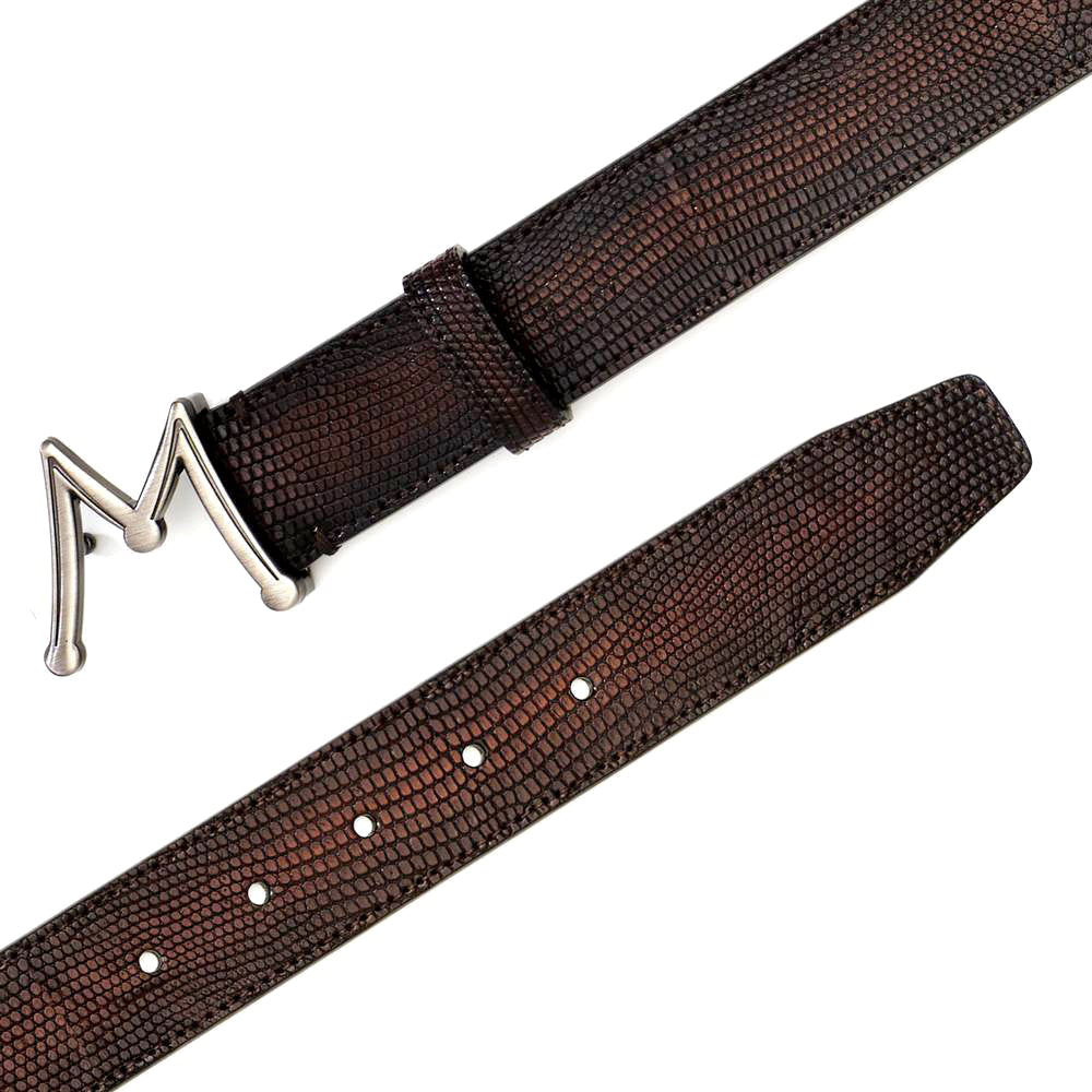 Mezlan Floating Icon Lizard Belt Cognac