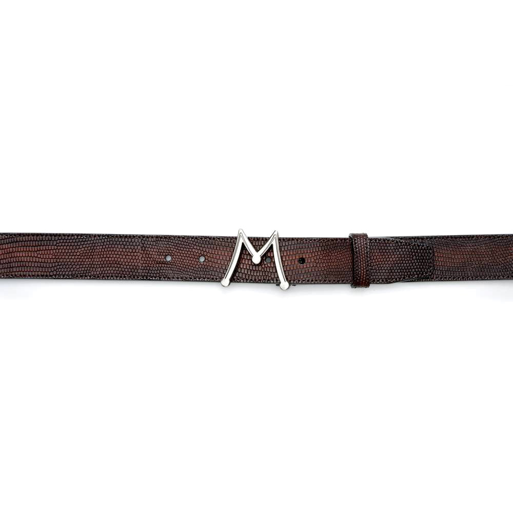 Mezlan Floating Icon Lizard Belt Cognac