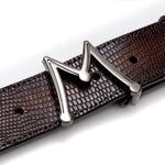 Mezlan Floating Icon Lizard Belt Cognac