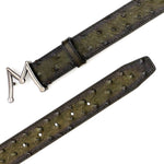 Mezlan Floating Icon Ostrich Belt Olive 