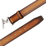 Mezlan Floating Icon Patina Belt Honey 