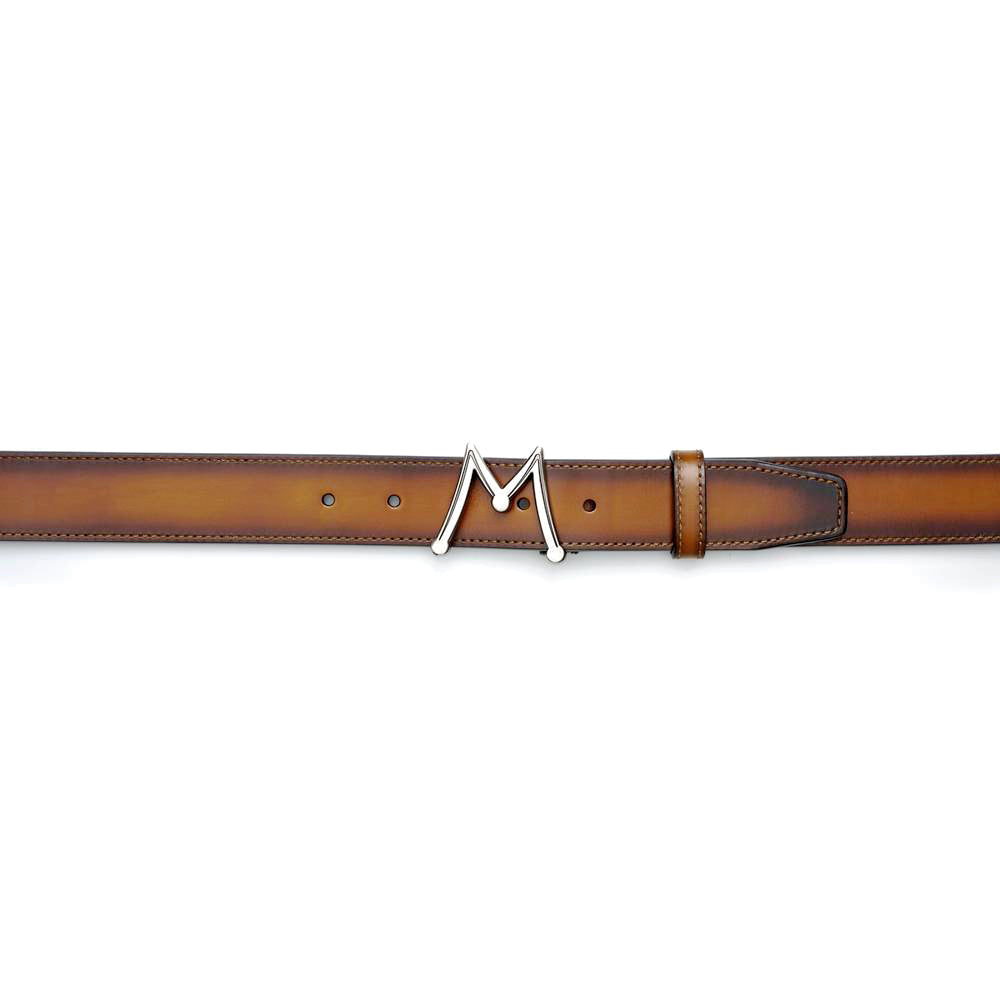 Mezlan Floating Icon Patina Belt Honey 