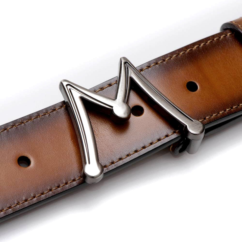 Mezlan Floating Icon Patina Belt Honey