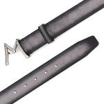 Mezlan Floating Icon Suede Belt Grey 