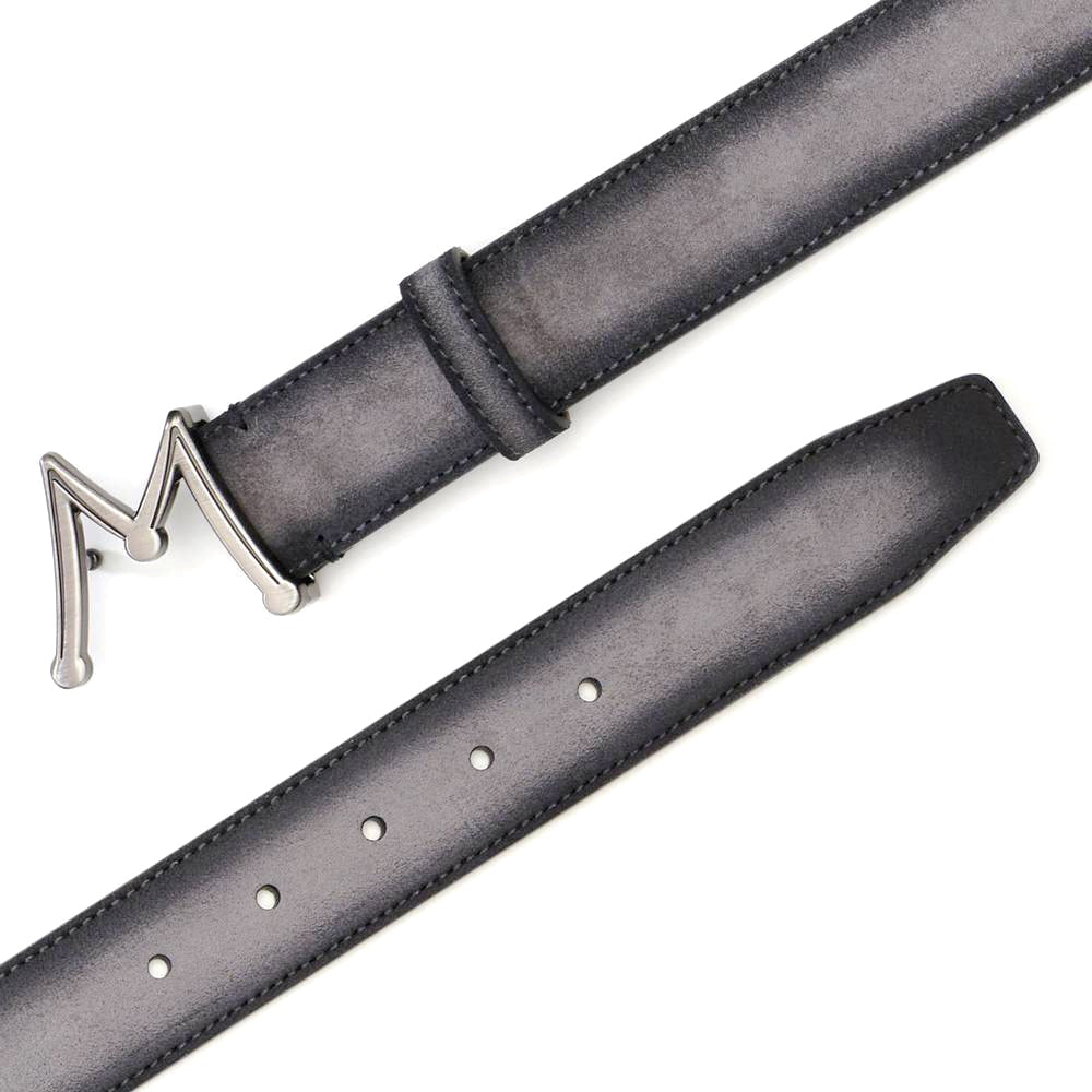 Mezlan Floating Icon Suede Belt Grey 