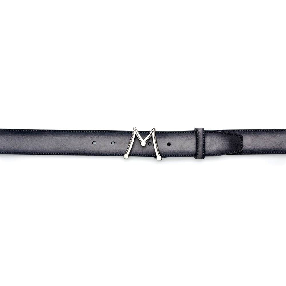 Mezlan Floating Icon Suede Belt Grey 