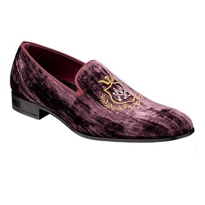Mezlan Formello Velvet Loafers Burgundy