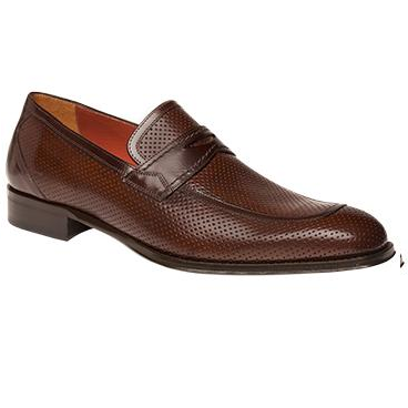 Mezlan Frani Perforated Penny Loafers Cognac / Brown