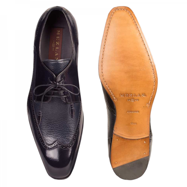Mezlan Freeport Calfskin Deerskin Shoes Blue