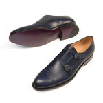 Mezlan G109-1 Calfskin Monkstrap Shoes Blue