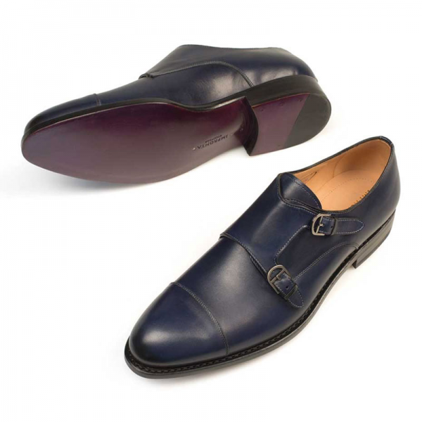 Mezlan G109-1 Double Monk Strap Shoes Blue