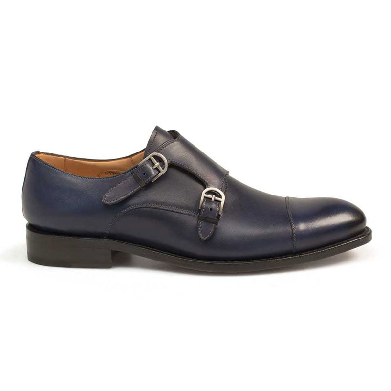 Mezlan G109-1 Double Monk Strap Shoes Blue