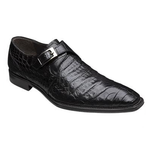 Mezlan Gables Crocodile Monk Strap Shoes Black