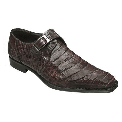 Mezlan Gables Crocodile Monk Strap Shoes Brown