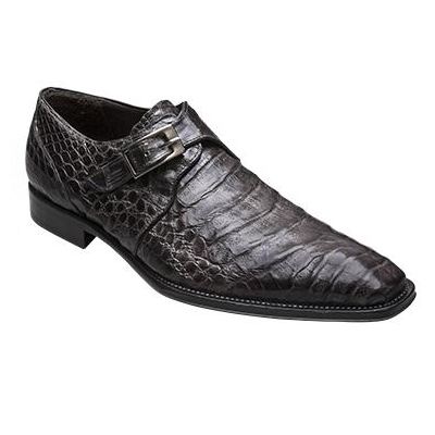 Mezlan Gables Crocodile Monk Strap Shoes Gray
