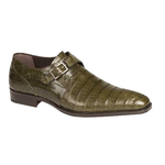Mezlan Gables Crocodile Monk Strap Shoes Olive