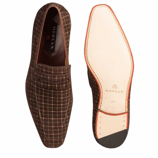 Mezlan Galen Printed Suede Loafers Brown
