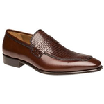 Mezlan Gatti Lizard & Calfskin Loafers Cognac