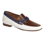 Mezlan Gaudi Crocodile & Calfskin Bit Loafers White Multi