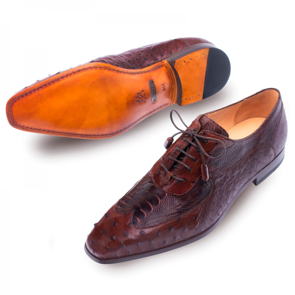 Mezlan Getty Ostrich Oxford Shoes Tabac Rugger
