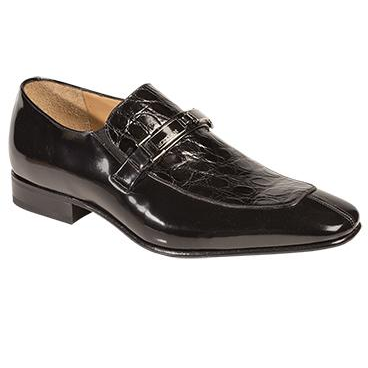 Mezlan Giorgino Crocodile & Calfskin Bit Loafers Black