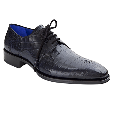 Mezlan Giotto Alligator Derby Shoes Blue