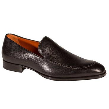 Mezlan Granada Tumbled Calfskin Loafers Black