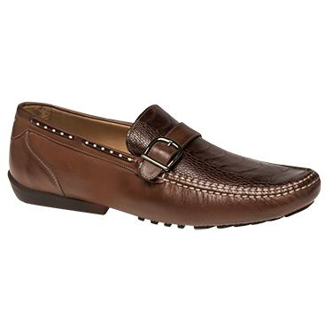 Mezlan Granados Ostrich & Calfskin Driving Loafers Brown