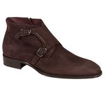 Mezlan Grenoble Double Monk Strap Suede Boots Dark Brown
