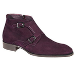 Mezlan Grenoble Double Monk Strap Suede Boots Grape