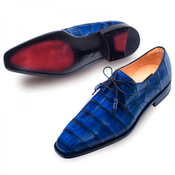 Mezlan Grillo Alligator Lace Up Shoes Blue
