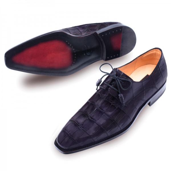 Mezlan Grillo Alligator Lace Up Shoes Graphite
