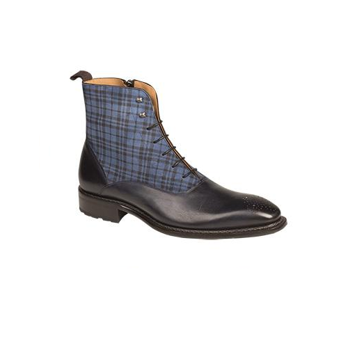 Mezlan Grimaldi Calfskin & Printed Suede Boots Blue