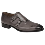 Mezlan Gris Double Monk Strap Shoes Light Gray