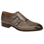 Mezlan Gris Double Monk Strap Shoes Taupe