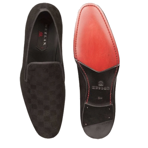 Mezlan Gustave Printed Suede Evening Loafers Black